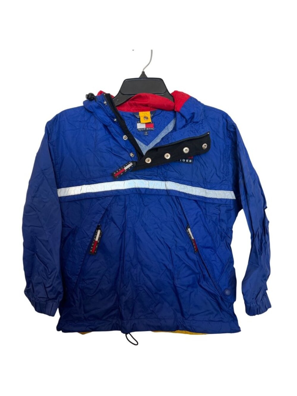 Vintage Tommy Hilfiger Blue Hooded Pullover Windbreaker Jacket S